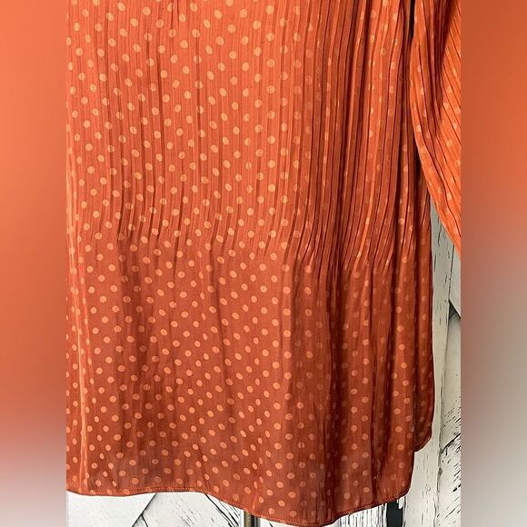 Current Air Anthropologie Blouse Polka Dots Pleated Rust L - Picture 5 of 10